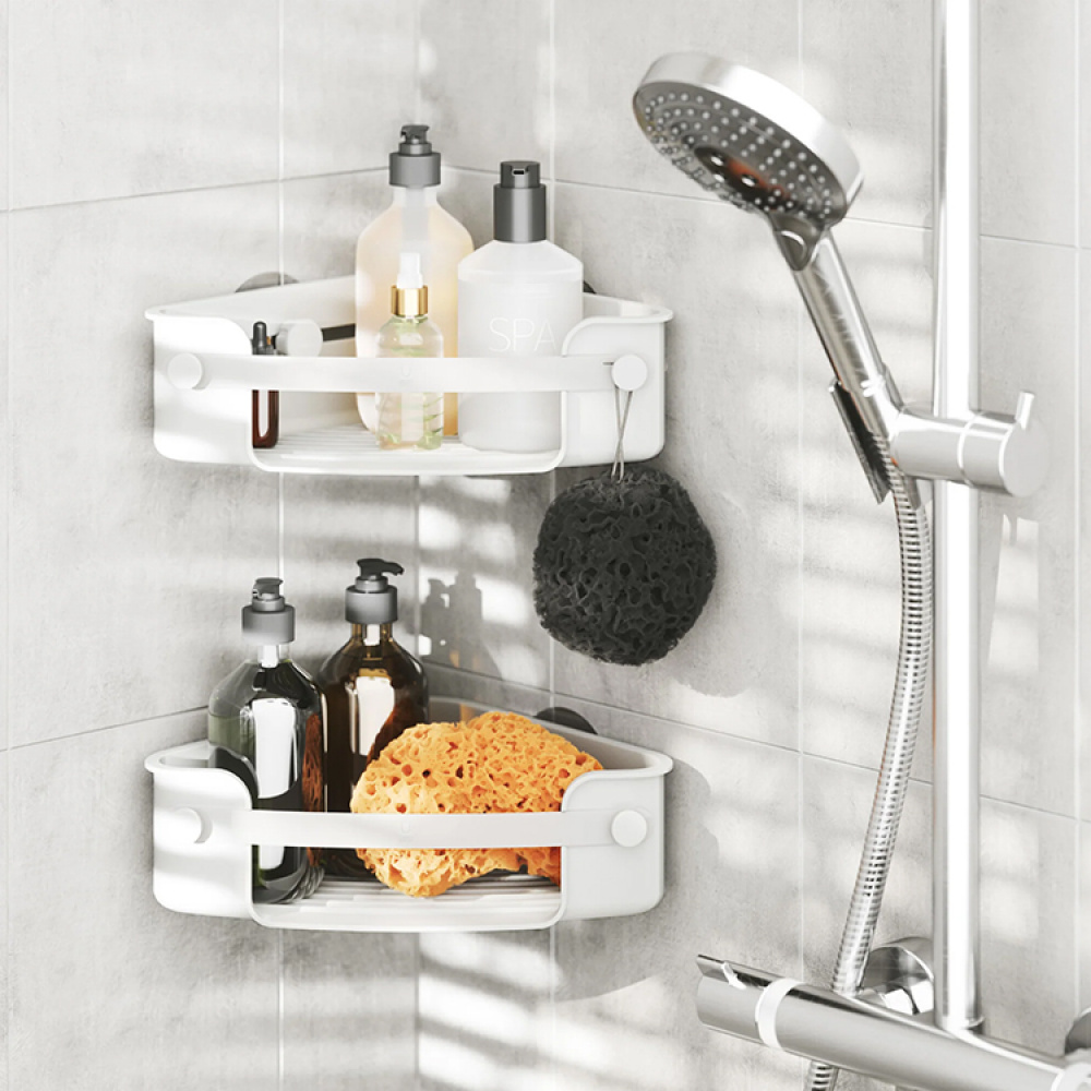 Corner shelf with suction cups in the group House & Home / Bathroom / Bathroom storage at SmartaSaker.se (13965)