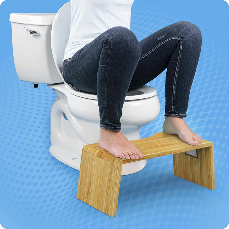 Foldable toilet stool in bamboo, Squatty Potty