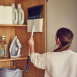Broom with holder and wall bracket Broom with holder and wall bracket