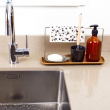 Water resistant tray with dishcloth holder Water resistant tray with dishcloth holder
