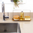 Water resistant tray with dishcloth holder Water resistant tray with dishcloth holder