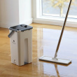 Floor mop and cleaning bucket with wringer