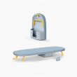 Foldable ironing board with iron storage