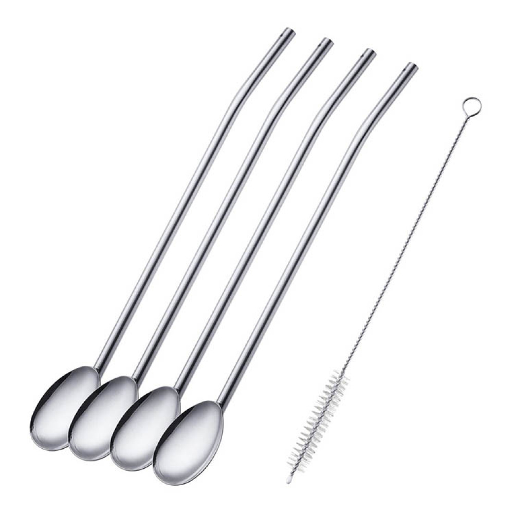 Straws with spoon 4-pack in the group House & Home / Kitchen / Beverages at SmartaSaker.se (14588)