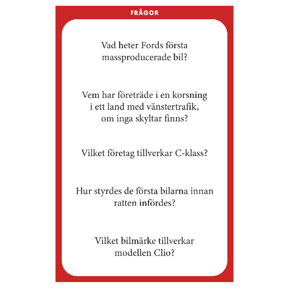 Quiz about cars in the group Leisure / Games / Board Games at SmartaSaker.se (14837)
