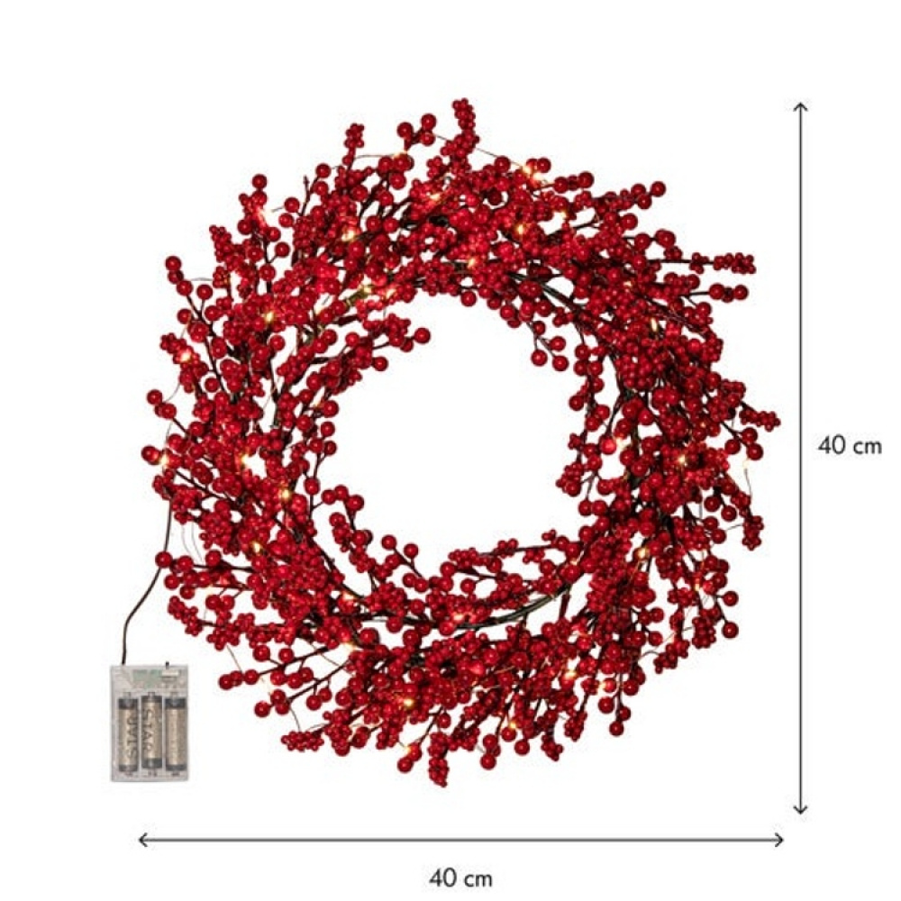 Rowan berry wreath with lights in the group Lighting / Indoor lighting / Indoor decorative lighting at SmartaSaker.se (14889)