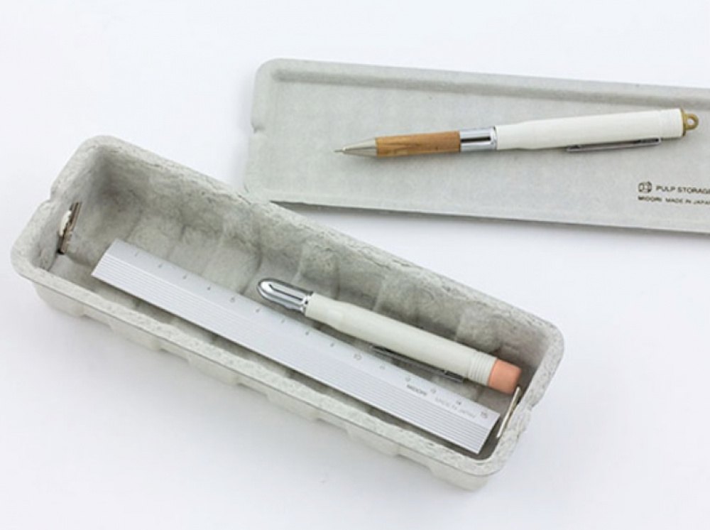 Pen Box made of waste paper, MIDORI PULP STORAGE, white in the group Storage / Storage boxes / Mini organizers / Boxes at SmartaSaker.se (40026)