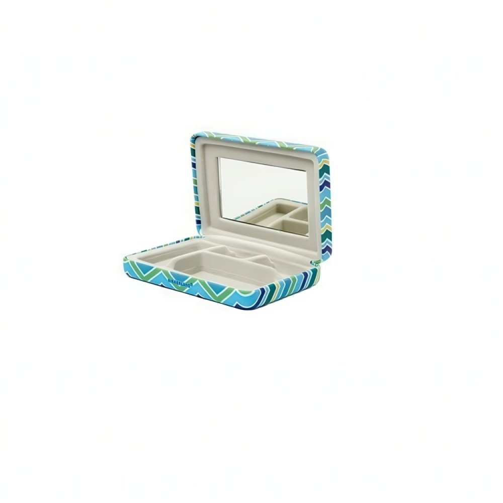 Case with Mirror, PORTABLE JEWELRY CASE STRIPPED, 10 x 7 x 2 cm in the group Storage / Travel storage / Travel jewelry storage at SmartaSaker.se (40031)