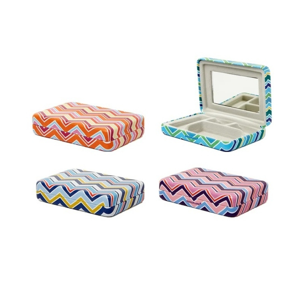 Case with Mirror, PORTABLE JEWELRY CASE STRIPPED, 10 x 7 x 2 cm in the group Storage / Travel storage / Travel jewelry storage at SmartaSaker.se (40031)