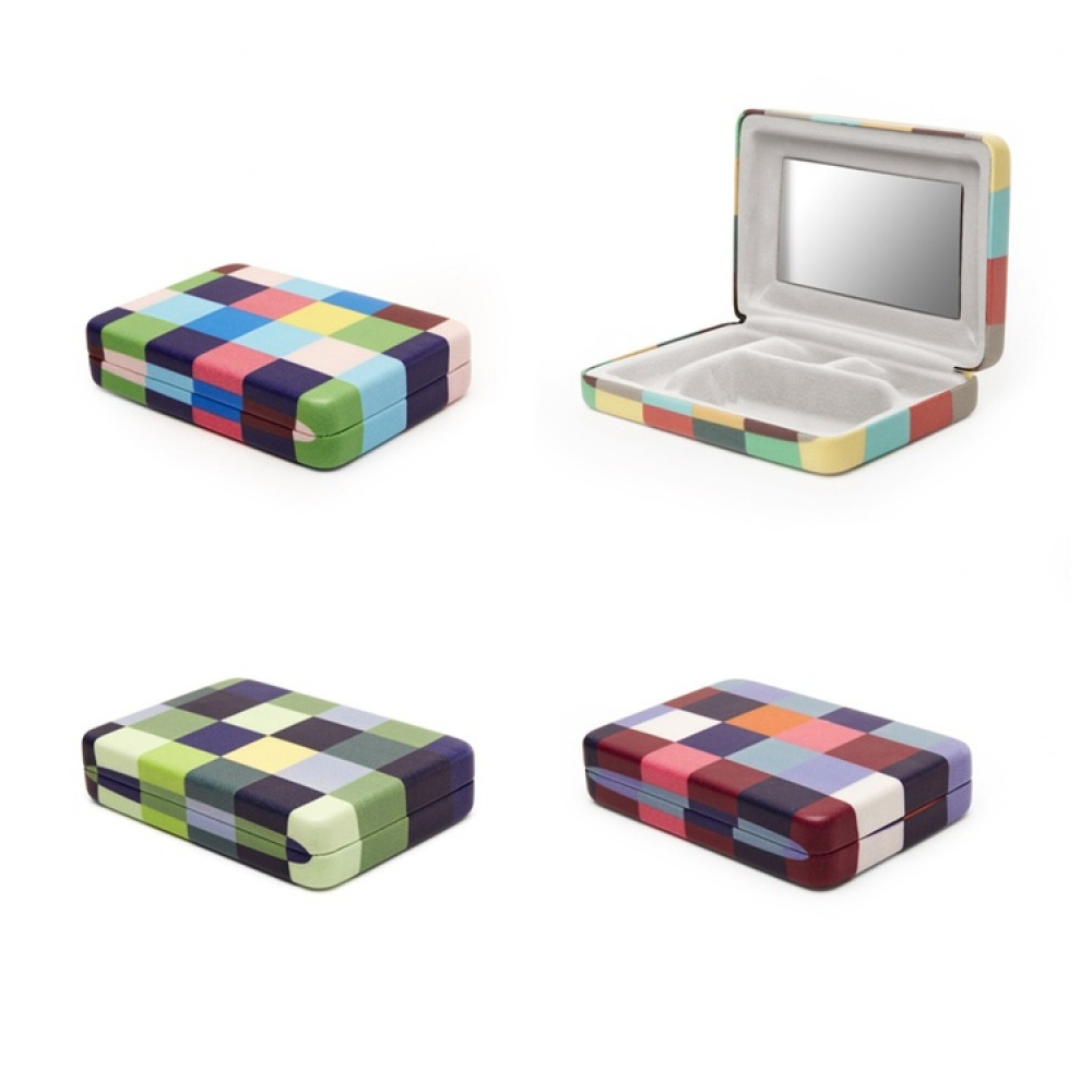 Case with Mirror, PORTABLE JEWELRY CASE, 10 x 7 x 2 cm in the group Storage / Travel storage / Travel jewelry storage at SmartaSaker.se (40032)