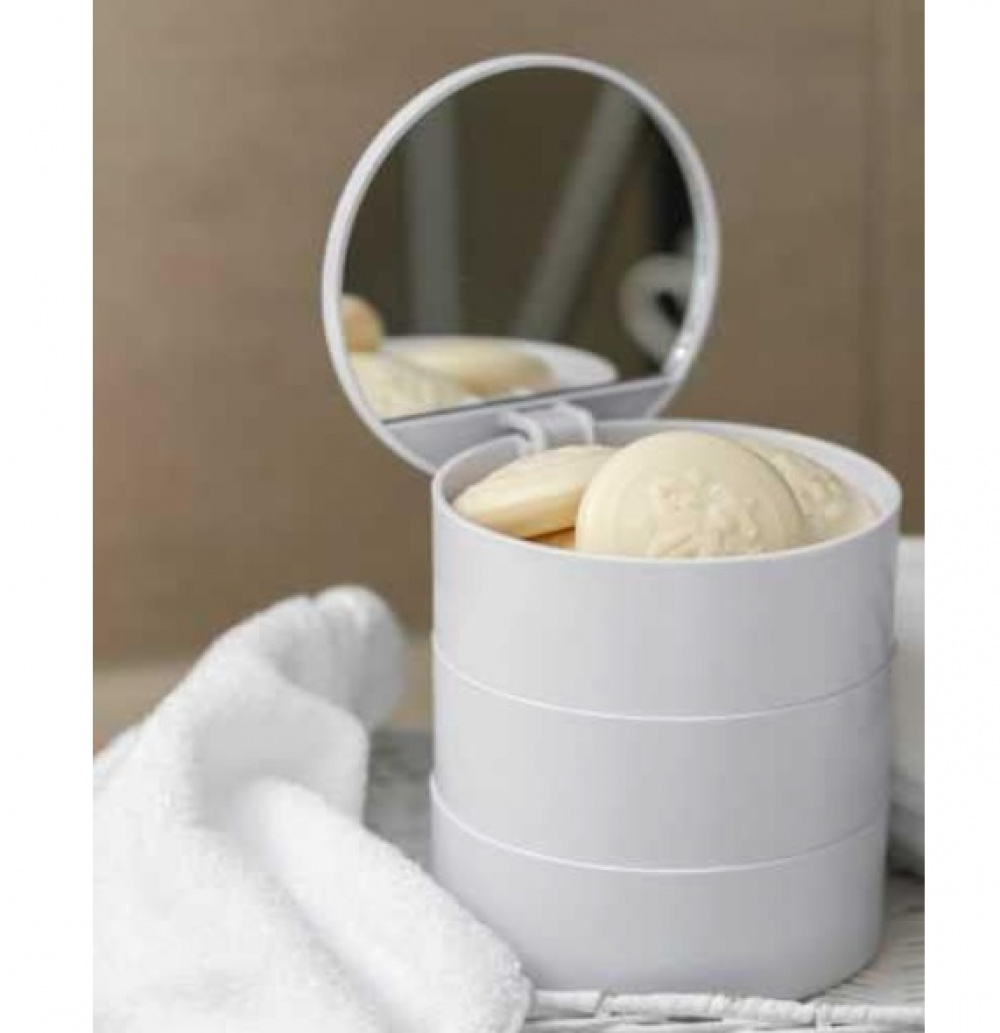 Storage box, COSMETIC TOWER, Ø 13 x H14 cm, White in the group Storage / Bathroom storage / Makeup storage at SmartaSaker.se (40033)