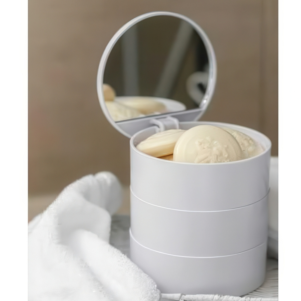 Storage box, COSMETIC TOWER, Ø 13 x H14 cm, White in the group Storage / Bathroom storage / Makeup storage at SmartaSaker.se (40033)
