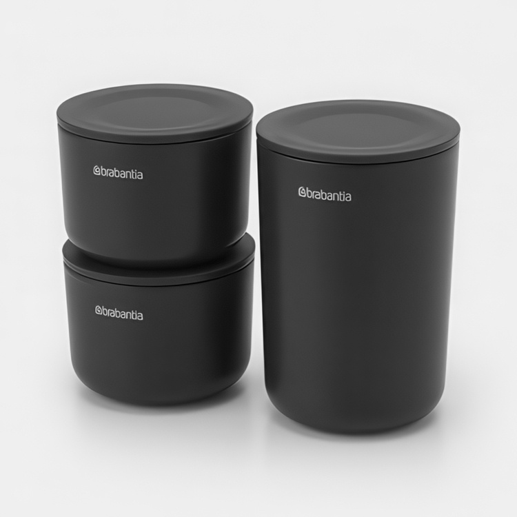 Containers with lid, Set of 3, RENEW STORAGE POTS, Brabantia in the group Storage / Bathroom storage / Makeup storage at SmartaSaker.se (40051)