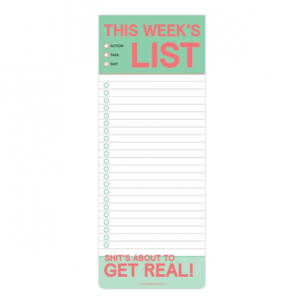 Checklist, KNOCK-KNOCK THIS WEEK´S LIST, 9 x H 23 cm, White / Green in the group Storage / Office supplies at SmartaSaker.se (40053)