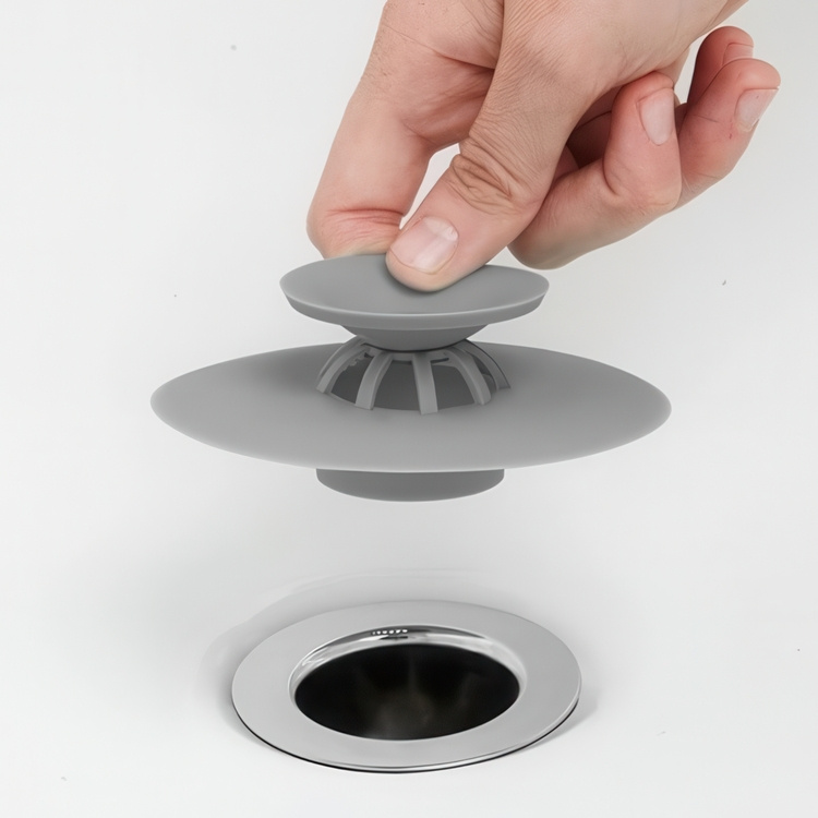 Drain Plug And Hair Catcher, FLEX, Ø 10 cm, Umbra , grey in the group Storage / Bathroom storage at SmartaSaker.se (40059-gr)