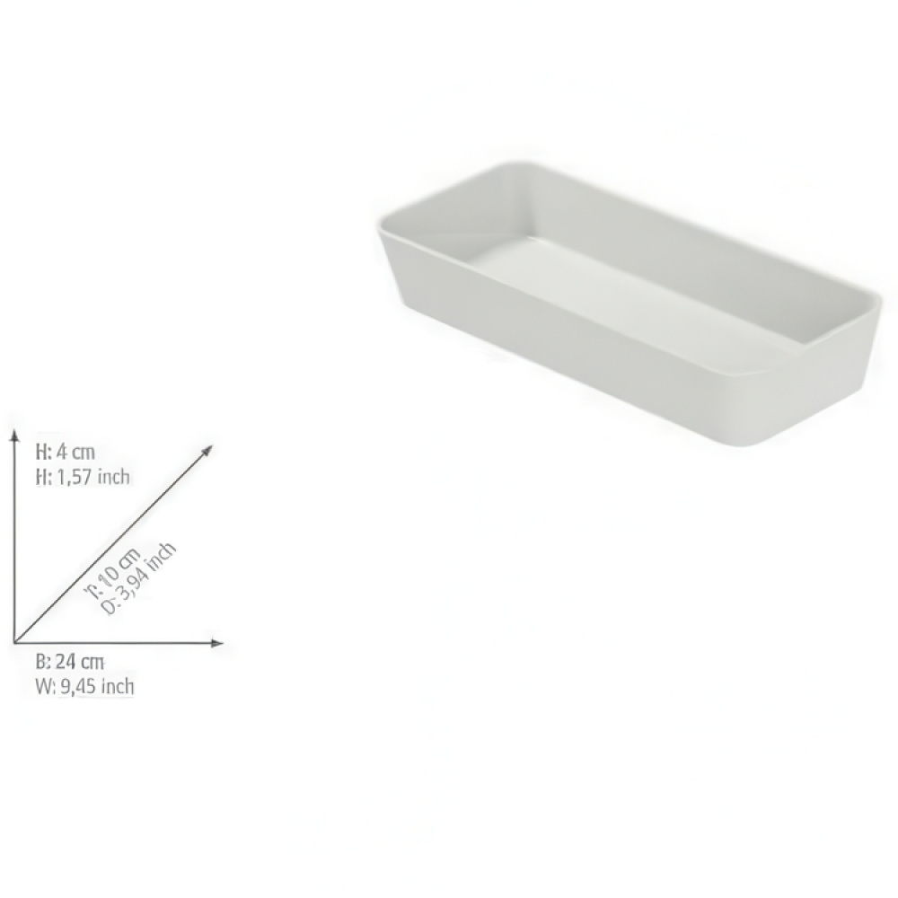 Oblong storage tray / drawer insert, GOM, 24 x 10 x H 4 cm, White in the group Storage / Storage boxes at SmartaSaker.se (40062)