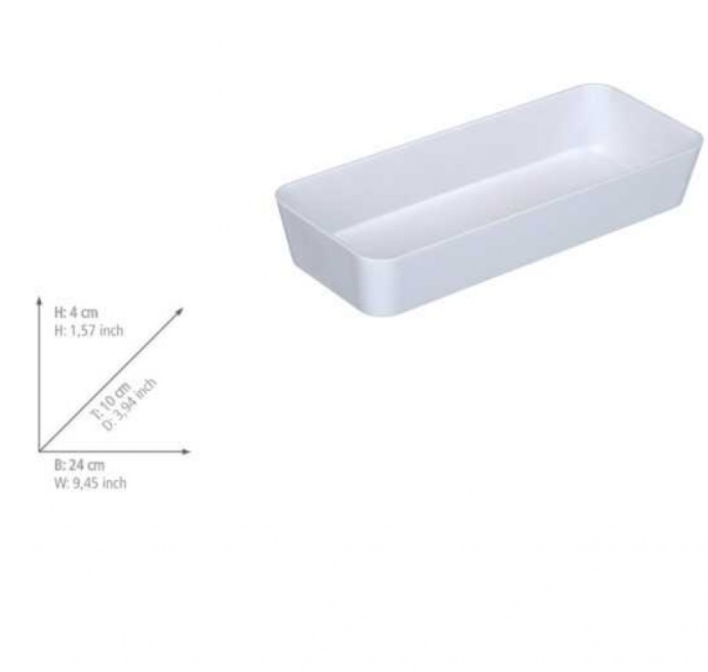 Oblong storage tray, CANDY, 24 x 10 x H 4 cm, White in the group Storage / Storage boxes at SmartaSaker.se (40063)