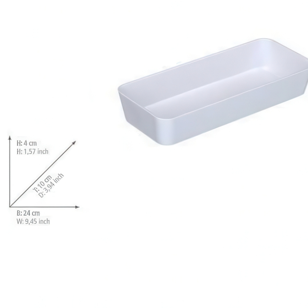Oblong storage tray, CANDY, 24 x 10 x H 4 cm, White in the group Storage / Storage boxes at SmartaSaker.se (40063)