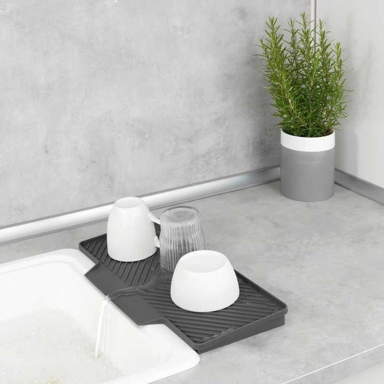 Drain mat for small spaces, NEIL, 40 x 20 cm, Grey in the group Storage / Kitchen storage / Dish racks and sink accessories at SmartaSaker.se (40065)