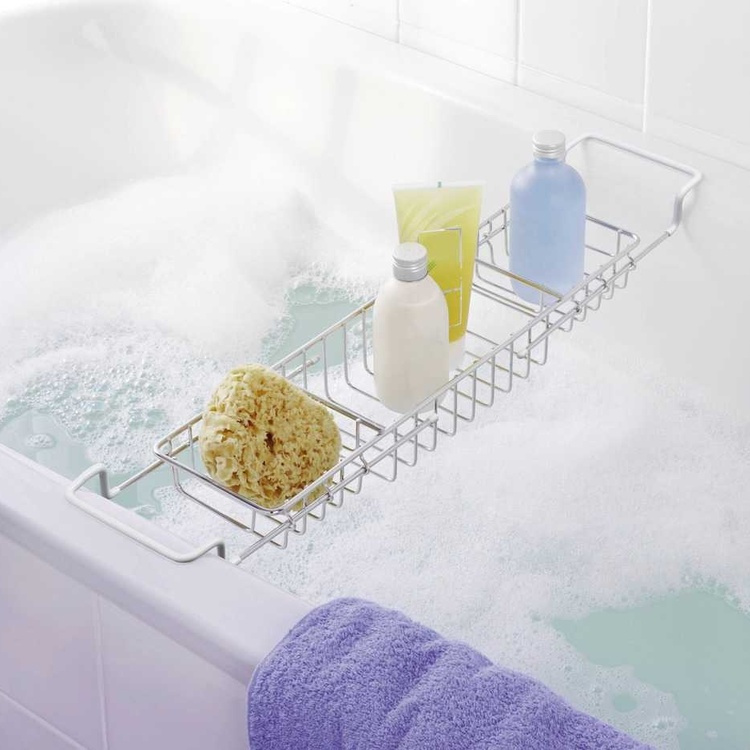 Bath Tub Tray in metal, Telescopic, BADEWANNEBRUCKE, 58-92 x 13 x H 8 cm, Silver in the group Storage / Bathroom storage / Bath and shower caddies at SmartaSaker.se (40075)