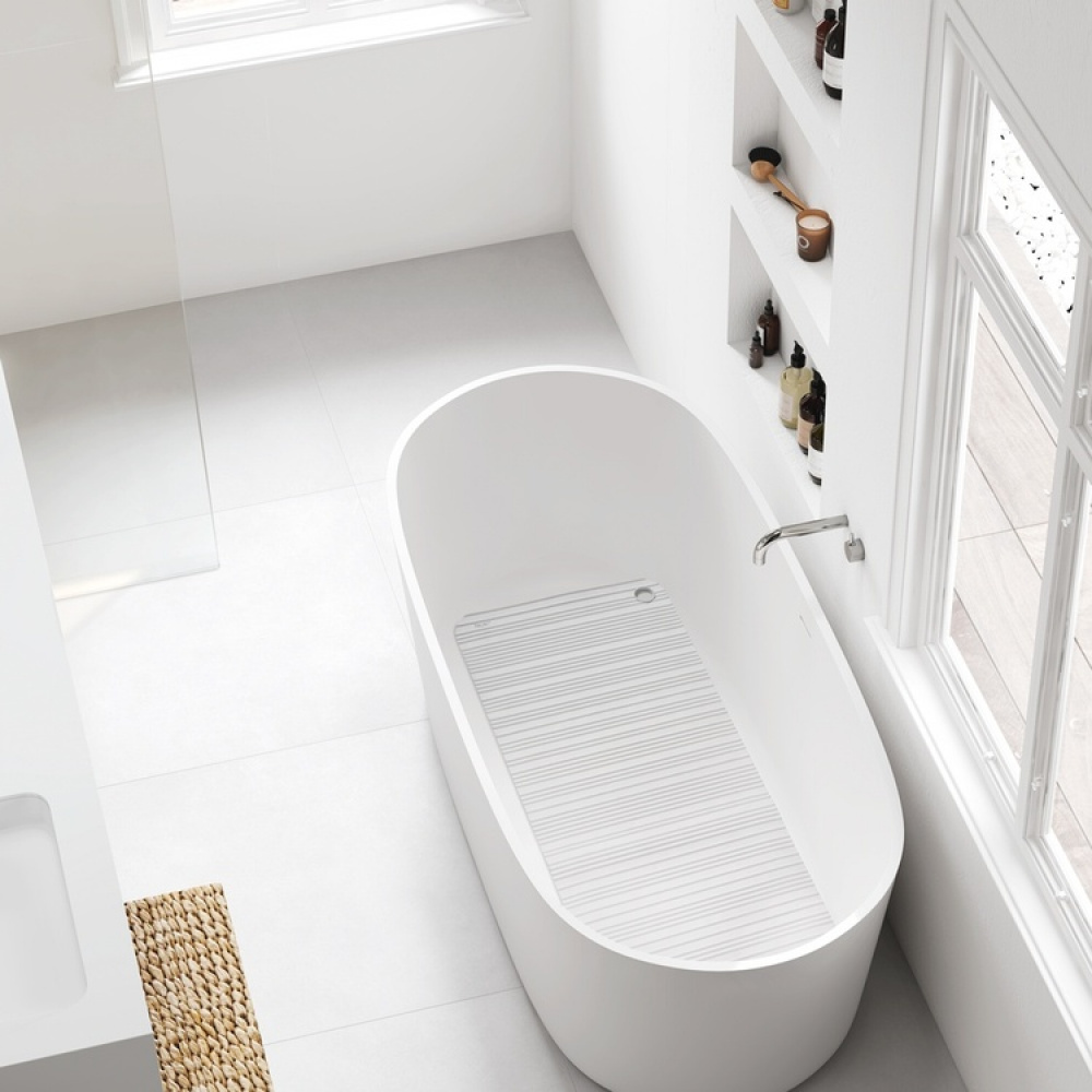 Bath Tub Mat in Natural Rubber, STRIPED BATH MAT, 86 x 33 cm, Light Grey in the group Storage / Bathroom storage at SmartaSaker.se (40077)
