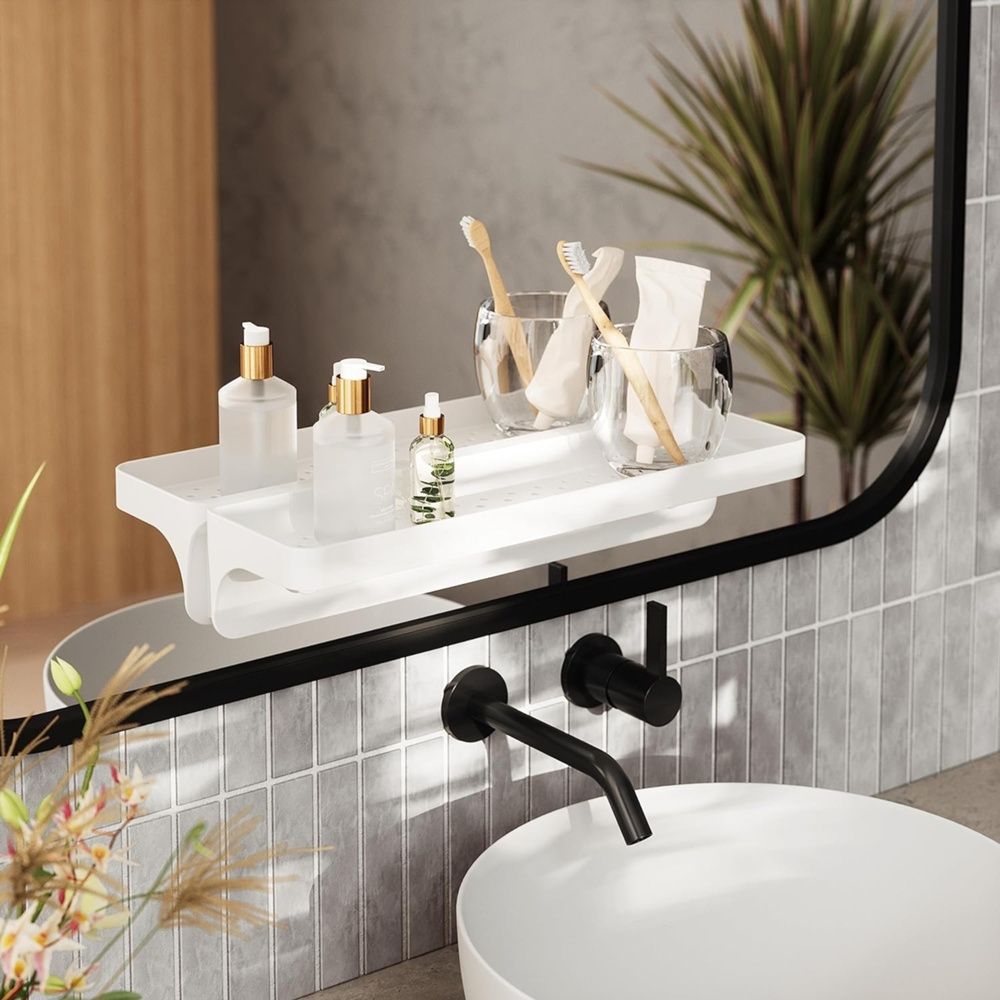 Shelf, Adhesive, UMBRA FLEX ADHESIVE, 41,3 x 11,6 x H 8,3 cm, White in the group Storage / Bathroom storage / Bath and shower caddies at SmartaSaker.se (40079)