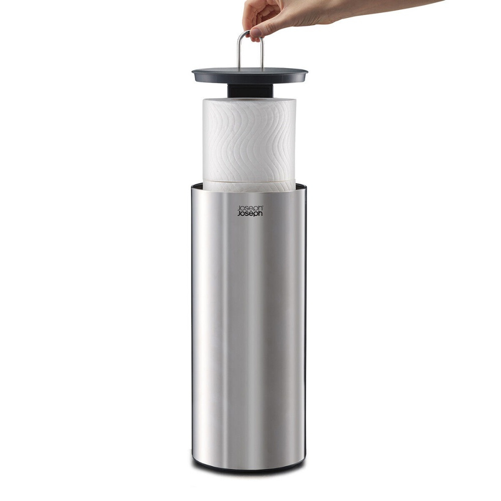 Toilet paper reserve canister, EASYSTORE LUXE, Joseph Joseph, Ø 15,6 x H 41,4 cm, Stainless Steel in the group Storage / Bathroom storage at SmartaSaker.se (40086)