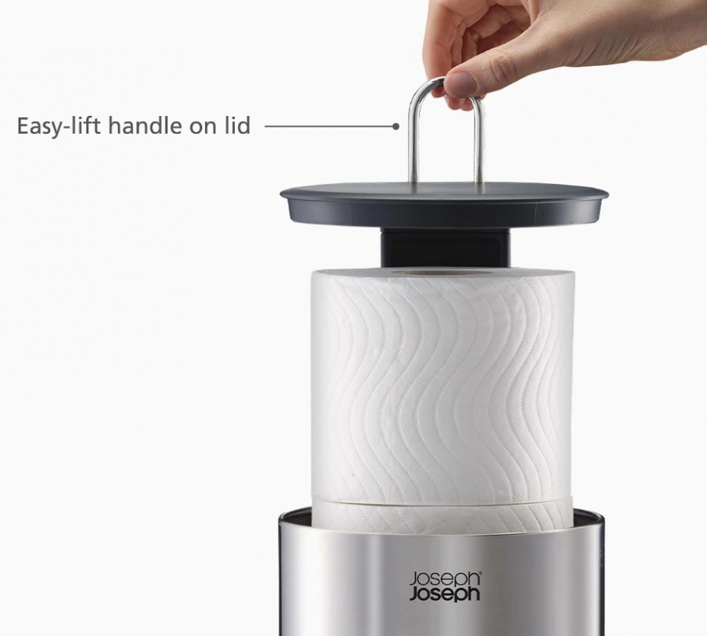 Toilet paper reserve canister, EASYSTORE LUXE, Joseph Joseph, Ø 15,6 x H 41,4 cm, Stainless Steel in the group Storage / Bathroom storage at SmartaSaker.se (40086)