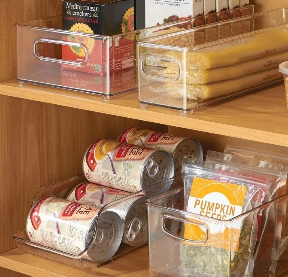 Fridge / pantry storage for cans, PANTRY BIN, 35 x 14 x H10 cm, Transparent in the group Storage / Kitchen storage / Fridge storage at SmartaSaker.se (40089)