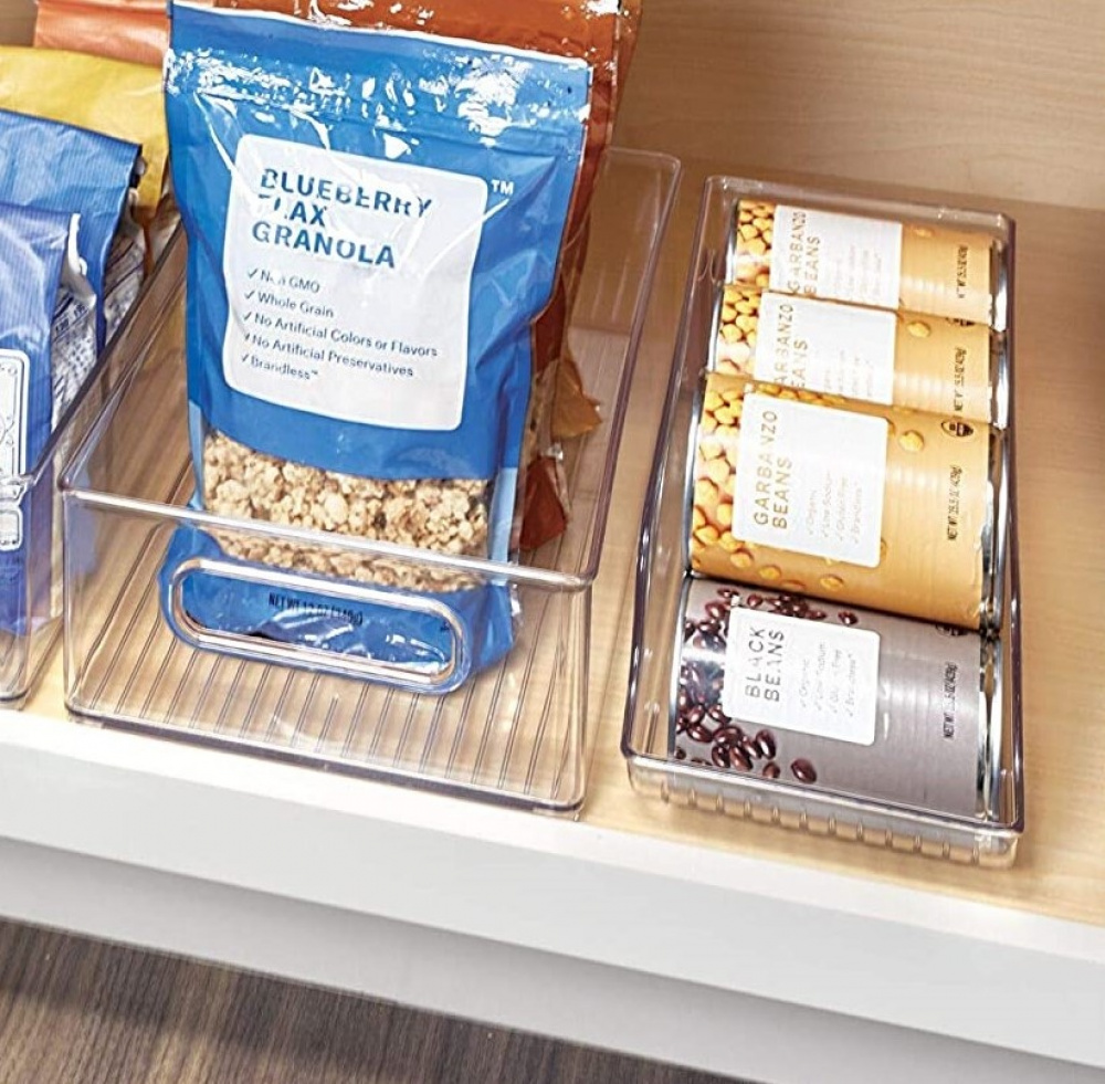 Fridge / pantry storage for cans, PANTRY BIN, 35 x 14 x H10 cm, Transparent in the group Storage / Kitchen storage / Fridge storage at SmartaSaker.se (40089)