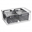 Food Storage, with 2 baskets, STAY FRESH BIN, 32,5 x 22,5 x H 12 cm, Clear / Grey