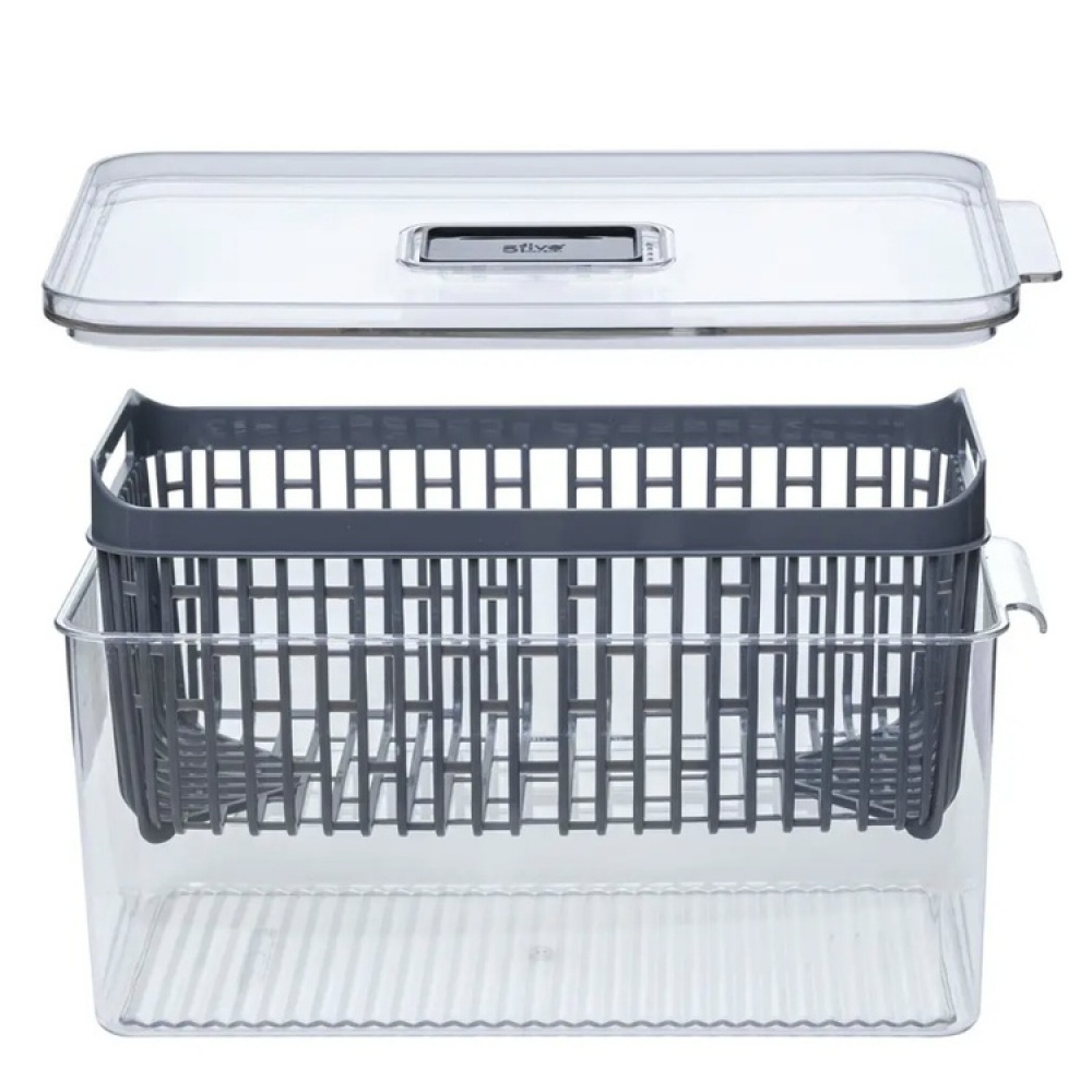 Food Storage, with 2 baskets, SMALL STAY FRESH FRIDGE BIN, 24 x 15.5 x H 12 cm, Clear / Grey in the group Storage / Kitchen storage / Fridge storage at SmartaSaker.se (40093)