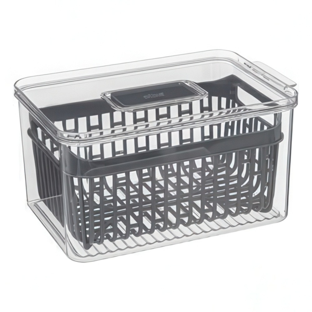 Food Storage, with 2 baskets, SMALL STAY FRESH FRIDGE BIN, 24 x 15.5 x H 12 cm, Clear / Grey in the group Storage / Kitchen storage / Fridge storage at SmartaSaker.se (40093)