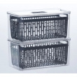 Food Storage, with 2 baskets, SMALL STAY FRESH FRIDGE BIN, 24 x 15.5 x H 12 cm, Clear / Grey Food Storage, with 2 baskets, SMALL STAY FRESH FRIDGE BIN, 24 x 15.5 x H 12 cm, Clear / Grey
