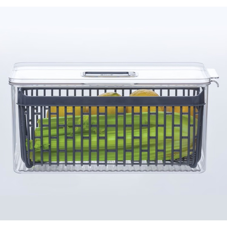 Food Storage, with 2 baskets, STAY FRESH FRIDGE BIN, 32,5 x 16,4 x H 15 cm, Clear / Grey in the group Storage / Kitchen storage at SmartaSaker.se (40094)