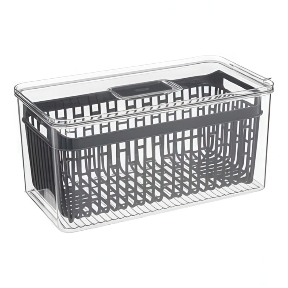 Food Storage, with 2 baskets, STAY FRESH FRIDGE BIN, 32,5 x 16,4 x H 15 cm, Clear / Grey in the group Storage / Kitchen storage at SmartaSaker.se (40094)