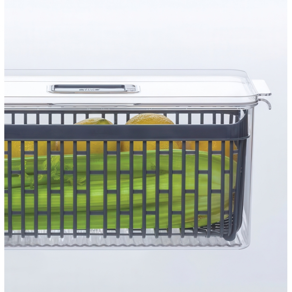 Food Storage, with 2 baskets, STAY FRESH FRIDGE BIN, 32,5 x 16,4 x H 15 cm, Clear / Grey in the group Storage / Kitchen storage at SmartaSaker.se (40094)