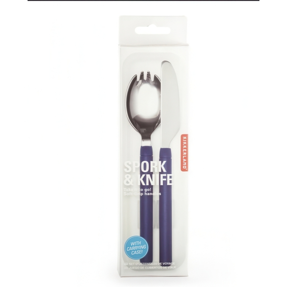 Spork and knife in a case, TRAVEL UTENSIL SET, Kikkerland, Navy Blue in the group Storage / Kitchen storage / Food containers at SmartaSaker.se (40099)
