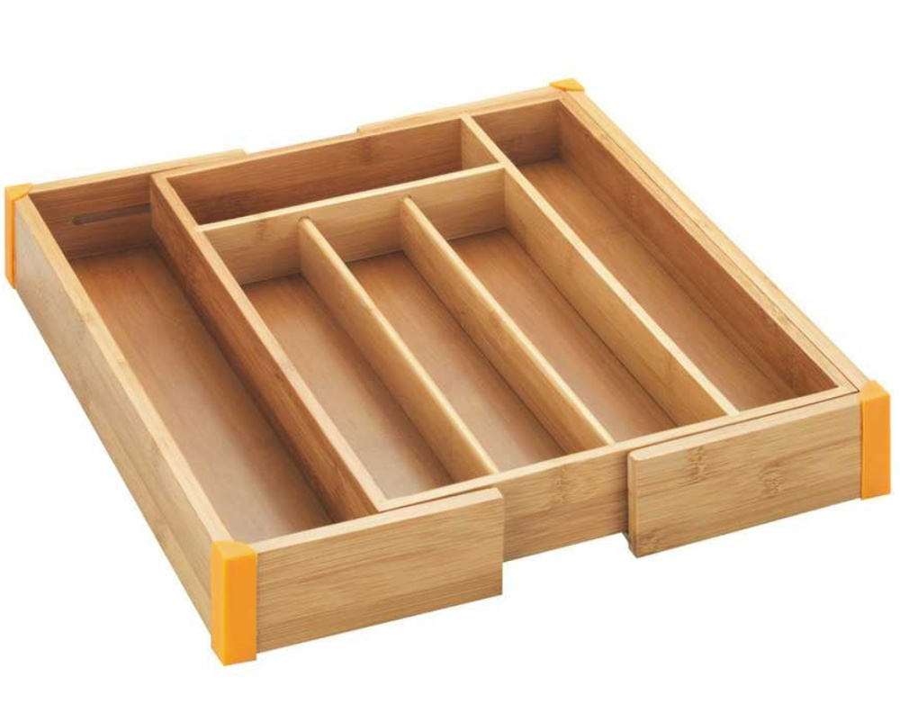 Cutlery Tray, Expandable, BAMBOO, 35,7 x 25,7 ~38,5 x H 5,1 cm, Nature in the group Storage / Kitchen storage at SmartaSaker.se (40105)