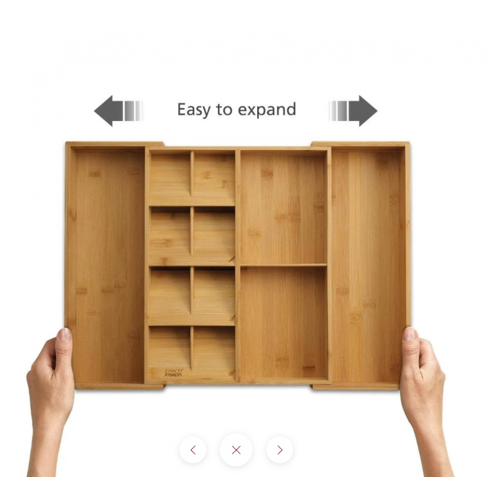 Cutlery Tray, Expandable, DRAWERSTORE, Joseph Joseph, 40 x 32~56 x H 6,8 cm, Nature in the group Storage / Kitchen storage / Kitchen cabinet organizers / Cutlery drawers at SmartaSaker.se (40106)