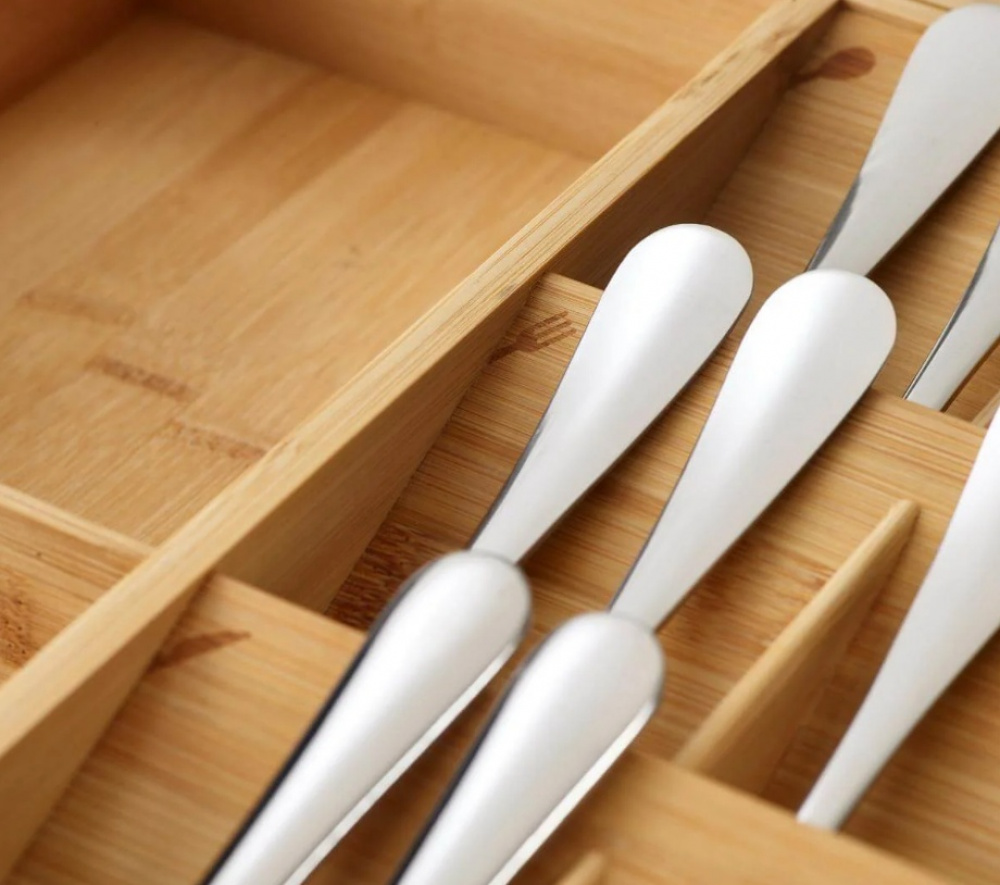 Cutlery Tray, Expandable, DRAWERSTORE, Joseph Joseph, 40 x 32~56 x H 6,8 cm, Nature in the group Storage / Kitchen storage / Kitchen cabinet organizers / Cutlery drawers at SmartaSaker.se (40106)