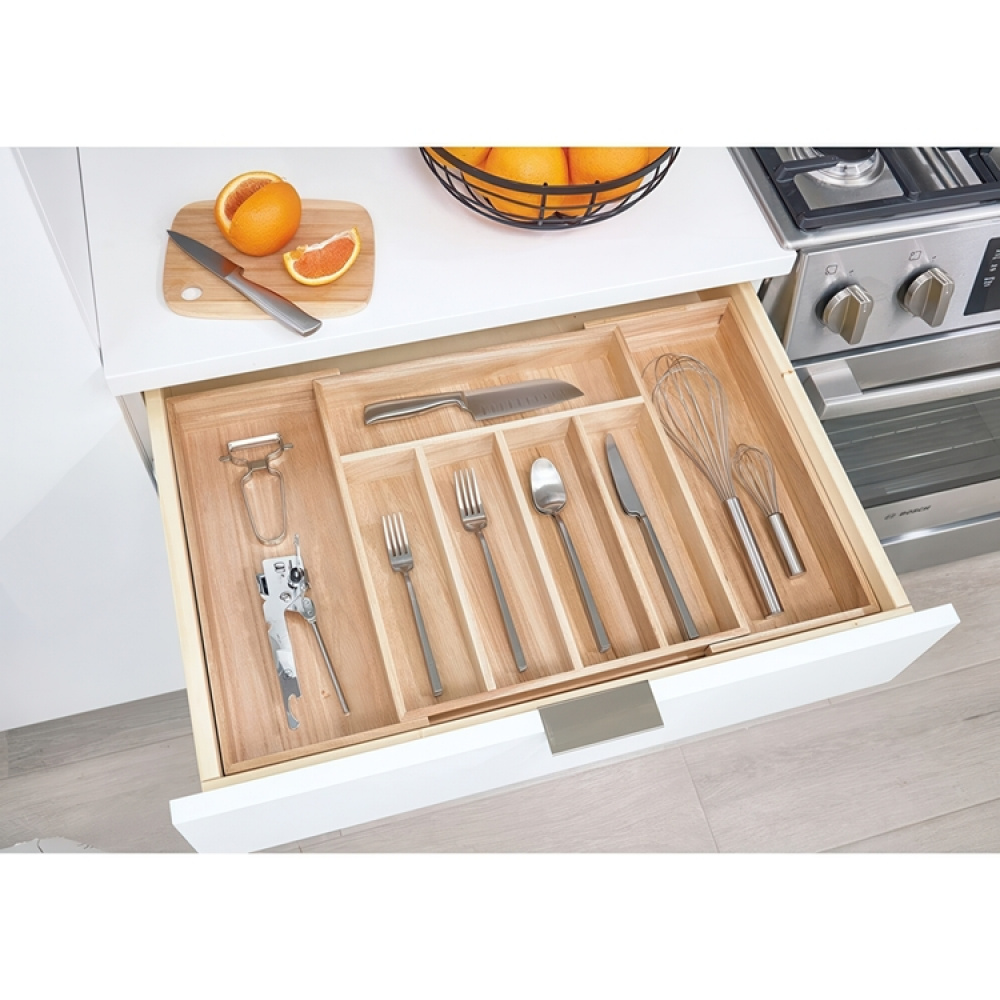 Cutlery Tray, Expandable, PAULOWNIA ECO WOOD, 38 x 34,5~58,5 x H 6,4 cm, Nature in the group Storage / Kitchen storage / Kitchen cabinet organizers / Cutlery drawers at SmartaSaker.se (40109)