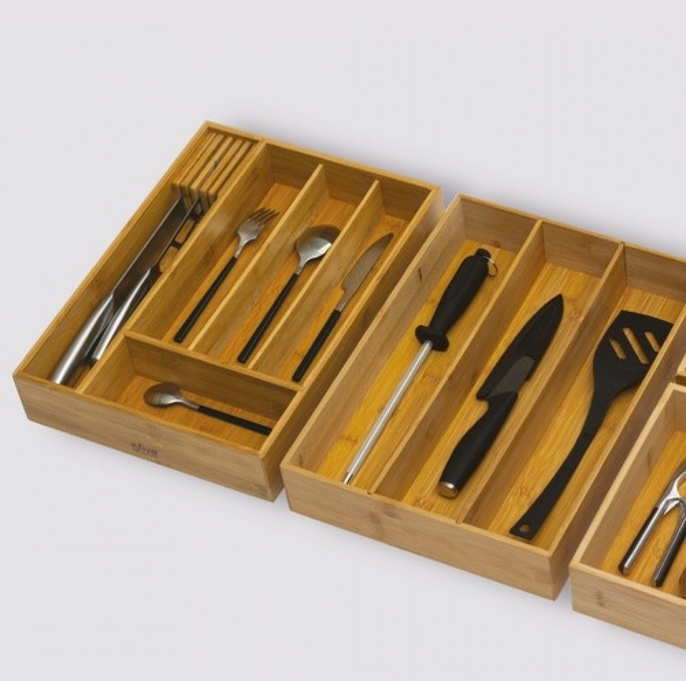 Bamboo Cutlery Tray, TIDY SMART CUTLERY HOLDER, 38 x 28 x H 7 cm, Nature in the group Storage / Kitchen storage / Kitchen cabinet organizers / Cutlery drawers at SmartaSaker.se (40110)