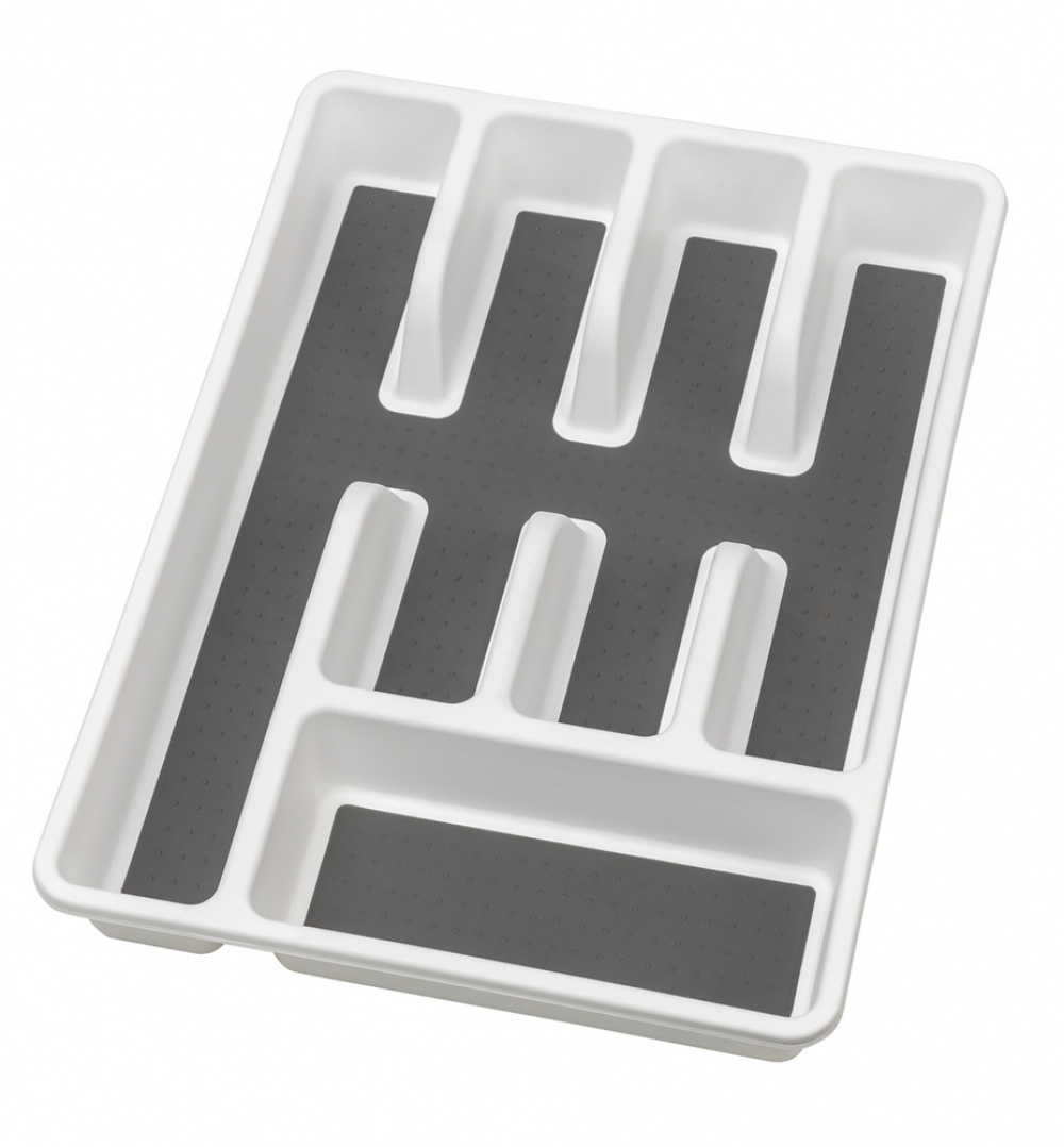 Cutlery tray, with anti-slip, ANTI-RUTSCH, 36,5 x 26,5 x H 5 cm, White / Grey in the group Storage / Kitchen storage / Kitchen cabinet organizers / Cutlery drawers at SmartaSaker.se (40112)
