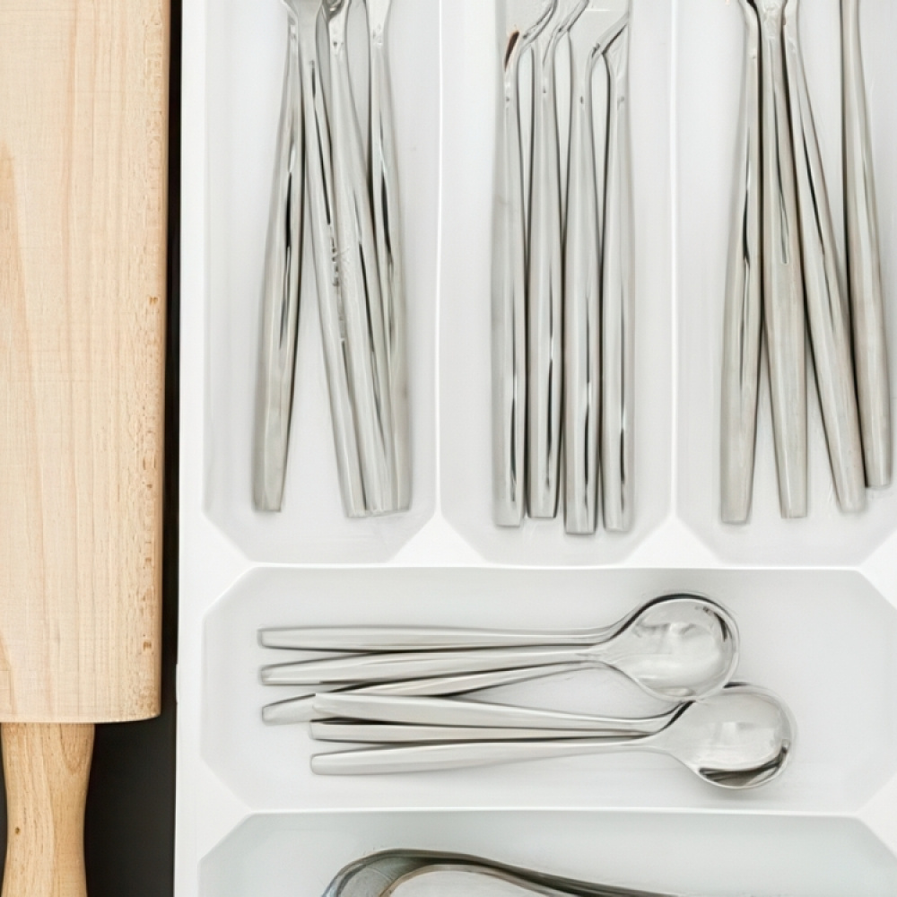 Cutlery drawer, 5 compartments, Large, REDA, 51 x 34 x H6 cm, White in the group Storage / Kitchen storage / Kitchen cabinet organizers / Cutlery drawers at SmartaSaker.se (40117)
