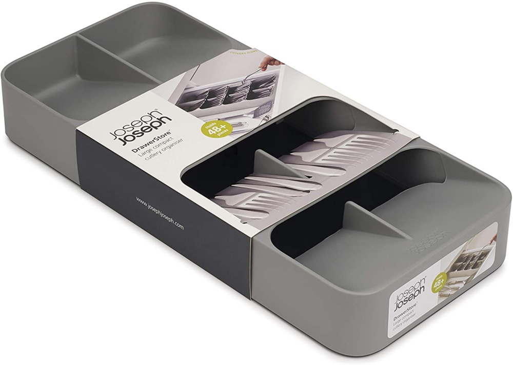Cutlery Tray, 8 compartments, DRAWERSTORE COMPACT TWIN, Joseph Joseph, 39 x 17,5 x H5,5cm, Grey in the group Storage / Kitchen storage / Kitchen cabinet organizers / Cutlery drawers at SmartaSaker.se (40120)