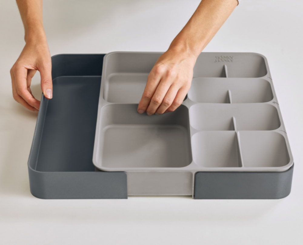Cutlery Tray, Expanding, DRAWERSTORE, Joseph Joseph, 31,5 x 39,5~60 x H 5,5 cm, Grey in the group Storage / Kitchen storage / Kitchen cabinet organizers / Cutlery drawers at SmartaSaker.se (40124)