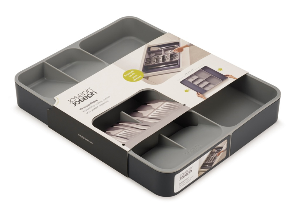 Cutlery Tray, Expanding, DRAWERSTORE, Joseph Joseph, 31,5 x 39,5~60 x H 5,5 cm, Grey in the group Storage / Kitchen storage / Kitchen cabinet organizers / Cutlery drawers at SmartaSaker.se (40124)