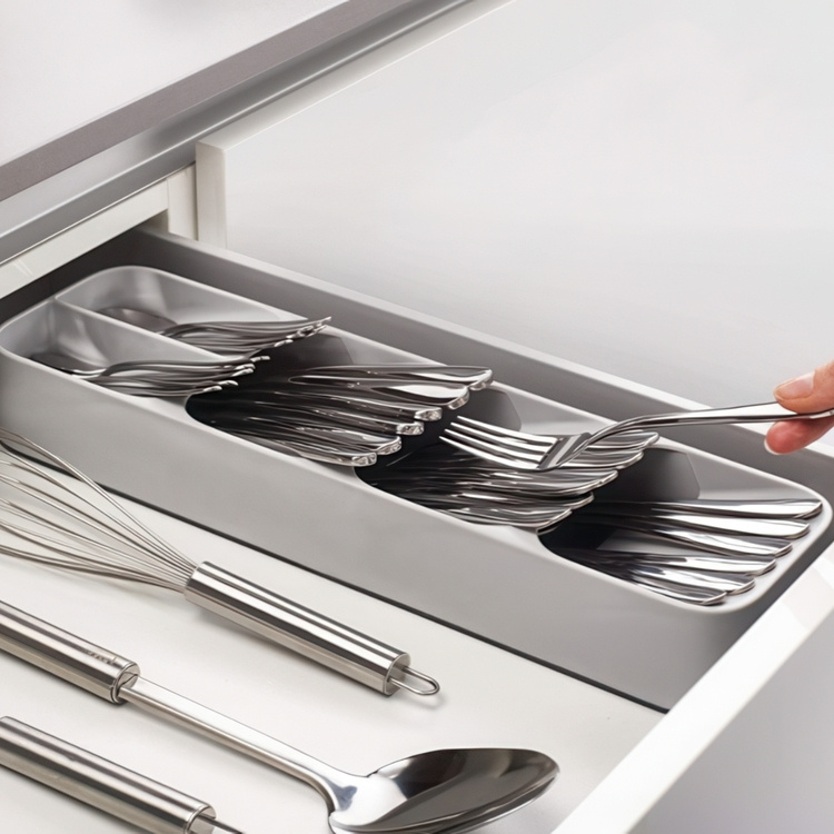 Cutlery Tray, Slim, DRAWERSTORE COMPACT, Joseph Joseph, 39,8 x 11,4 x H5,8 cm, Grey in the group Storage / Kitchen storage / Kitchen cabinet organizers / Cutlery drawers at SmartaSaker.se (40126)