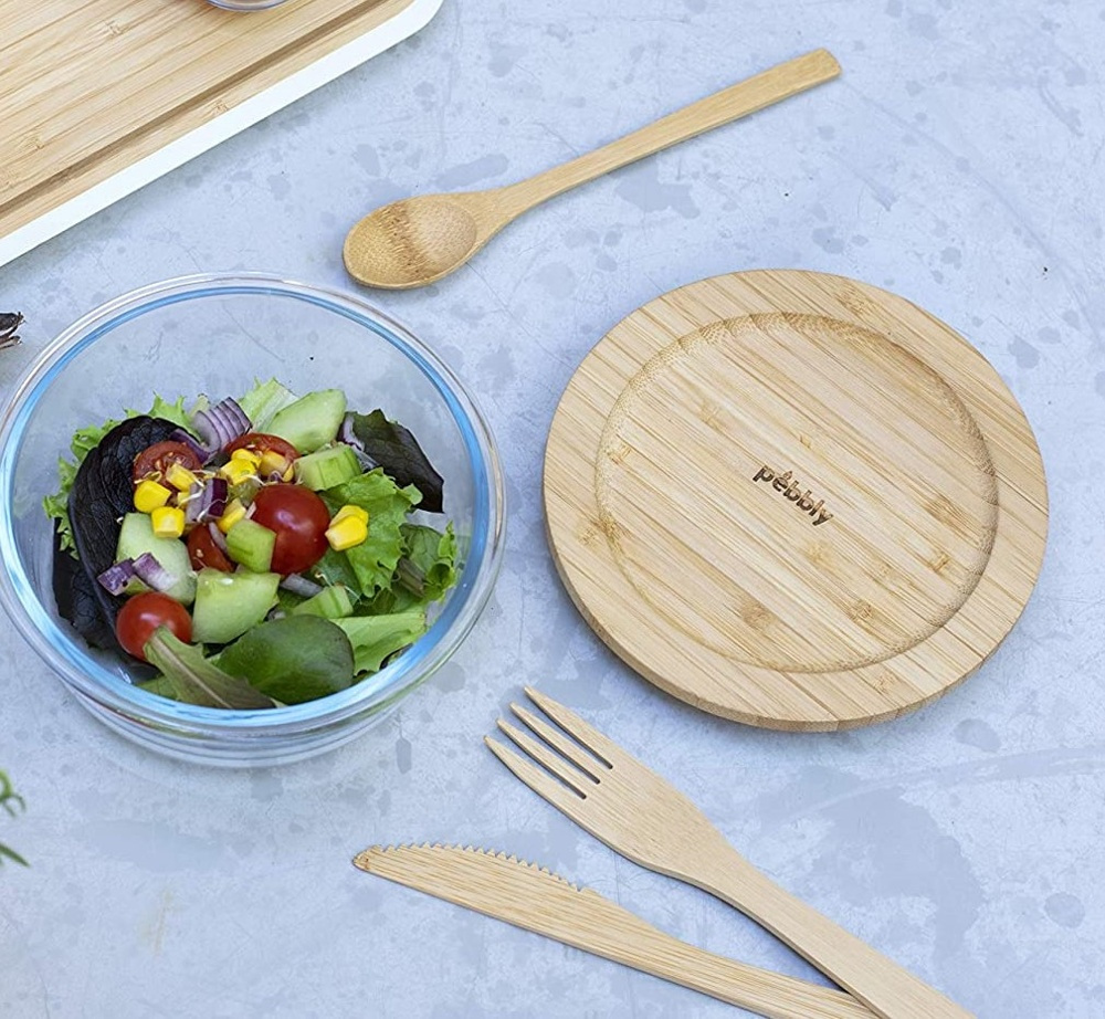 Eco-friendly Cutlery Set in bamboo, PEBBLY COUVERTS EN BAMBOU, Nature in the group Storage / Kitchen storage / Food containers at SmartaSaker.se (40127)